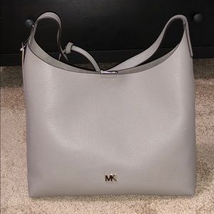 Michael Kors Junie Leather Hobo Bag Pearl Gray (New)